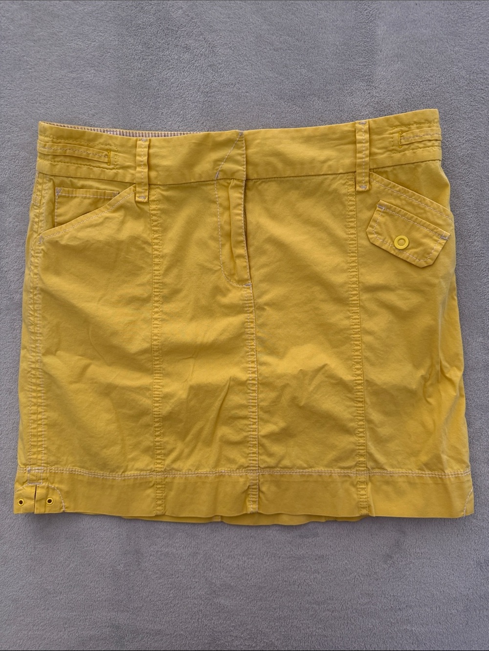 LOFT Yellow Cotton Skirt with Striped Waistband
